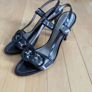 Via Spiga 9.5 brown patent animal print slingback